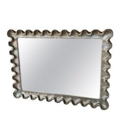 SOLD Venetian Italian Silver & Gold Gilt Wood Gesso Scalloped Ruffle Wall Mirror