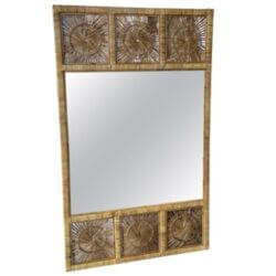 SOLD Vintage Palm Beach Spun Woven Wicker Rattan Sunburst Starburst Wall Mirror Large