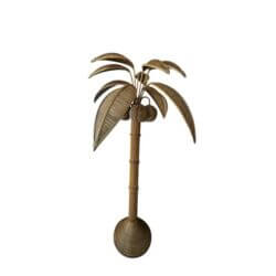 SOLD Vintage 1970s Pencil Reed Rattan Wicker Bamboo Palm Tree Floor Lamp Coconuts