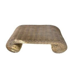 Vintage Coastal Palm Beach Twisted Wicker Scroll Ming Coffee Cocktail Table