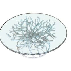 Vintage Metal Faux Coral Palm Beach Coffee Cocktail Table Powdercoated Patio