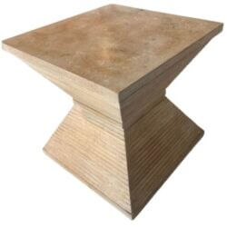 SOLD Vintage 1970s Geometric Wood Pyramid Fluted End Side Drink Table Cerused Burl