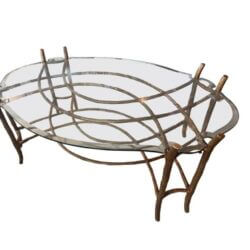 Vintage Chinoiserie Dennis & Leen Faux Bois Gilt Bronze Coffee Cocktail Table