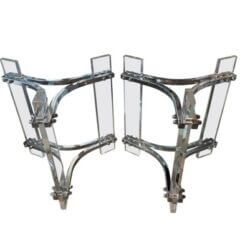 Vintage Modern Pair of Lucite & Chrome End Side Drink Tables Polished