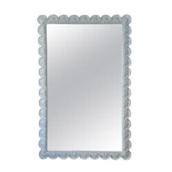 Vintage Palm Beach Newly Lacquered White Scalloped Sea Shell Wall Mirror