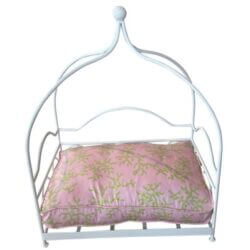 Vintage Newly Finished Upholstered Metal Canopy Dog Pet Bed Palm Beach Pagoda