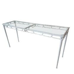 SOLD Rare Brown Jordan Calcutta Faux Bamboo Patio Console Table Newly Powder-coated