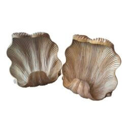 SOLD Vintage Pair Grotto Wood Carved Scalloped Clam Seashell Shell Dining Table Bases