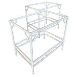 Vintage Pair Faux Bamboo Metal End Side Tables Patio Outdoor Newly Restored