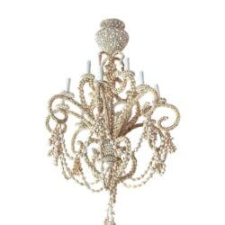 SOLD Vintage Shell Seashell Encrusted Coastal Palm Beach 12 Light Chandelier #2 of 3