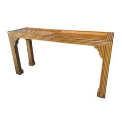 Vintage Pencil Reed Rattan Moroccan Coastal Flare Console Table