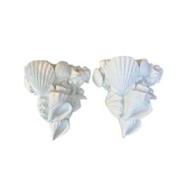 SOLD Vintage Pair of Palm Beach Shell Seashell White Wall Sconces Lacquered White
