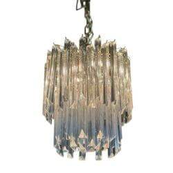 Vintage Italian Murano Camer Trilobi Venini Glass Chandelier 5 Lights