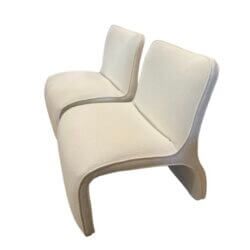 SOLD Pair M. Fillmore Harty Sculptural Slipper Wave Chairs for Preview New Boucle