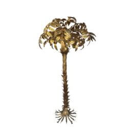 Vintage Large 1970s Hans Kogl Gold Gilt Metal Palm Tree Floor Lamp Newly Wired