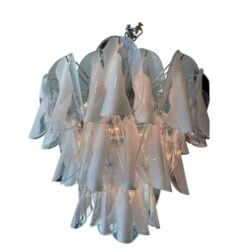 SOLD Vintage 1960s Murano Mazzega Large 3 Tier Glass Chandelier Chrome