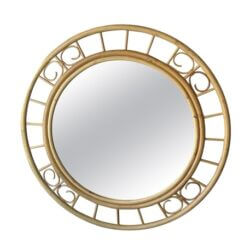 Vintage Mid Century Coast Palm Beach Round Circular Rattan Wall MIrror