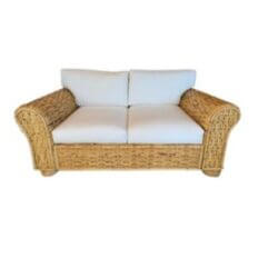 SOLD Ralph Lauren Polo Organic Woven Rattan Wicker Coastal Loveseat 20th Century