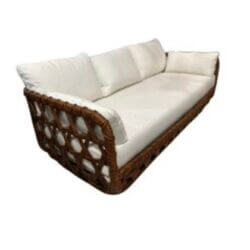 Vintage Danny Ho Fong Tanganika Tropi-Cal Sofa Rare Basket Rattan Restored Boucle