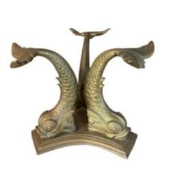 Vintage Italian 1960s Brass Bronze Koi Fish Center Entry Dining Table Base