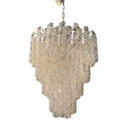 Vintage Pink Spiral Murano Mazzegga Torciglione Glass Chandelier 4Tier 13 Light