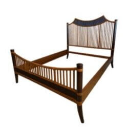 Vintage Baker Furniture Bamboo Rattan Pagoda Queen Size Bed Headboard Footboard Frame Set