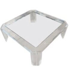 Vintage Signed Les Prismatiques Lucite & Glass Cocktail Coffee Table