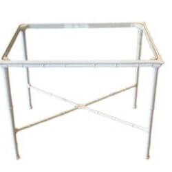 SOLD Vintage Brown Jordan Calcutta Faux Bamboo Side End Table New Glass & Powdercoat