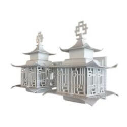 SOLD 1940s Pair Pagoda Wall Lights Sconces Chinoiserie Indoor Outdoor Newly Wired