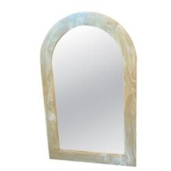 Vintage Modern 1970s Arched Onyx Marble Stone Wall Mirror