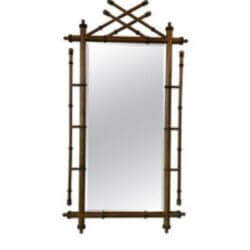 Vintage Faux Bamboo Wood British Colonial Wall Floor Full Length Mirror