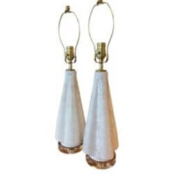 Vtg Murano Style Glass Fluted Scalloped Table Lamps Metallic Veins Newly Wired