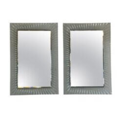 Vintage Pair of Italian Murano Wavy Ruffle Scalloped Glass Wall Mirrors