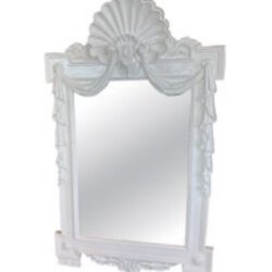 SOLD Vintage Palm Beach Shell Draped White Lacquered Wall Mirror Pair Available