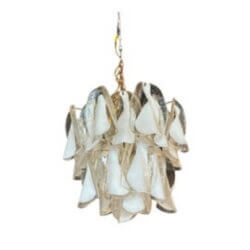 Vintage Murano Mazzega Glass Brass 3 Tier Chandelier