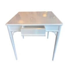 Vintage Palm Beach White Newly Lacquered Faux Bamboo Fret Game Table Two Drawers