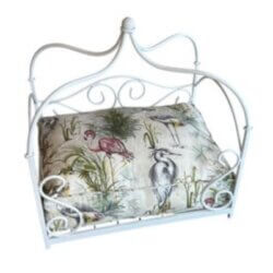 Vintage Newly Finished Upholstered Metal Canopy Dog Pet Bed Palm Beach Pagoda