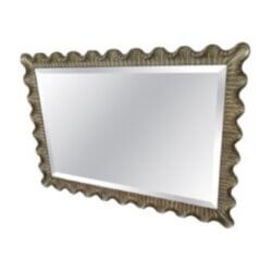 Vintage Large Italian Venetian Silver & Gold Scalloped Ruffle Wall Mirror
