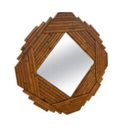 Vintage Rattan Reed Bamboo Vivai Del Sud Italian Wall Mirror