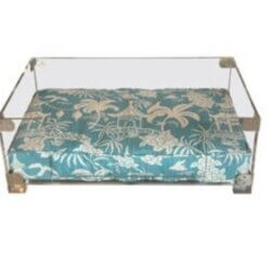 Vintage Palm Beach Lucite & Chrome Pet Dog Bed New Custom Pagoda Cushion