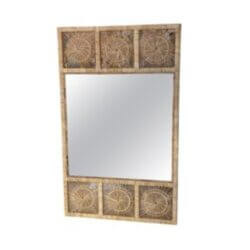 Vintage Palm Beach Spun Woven Wicker Rattan Sunburst Starburst Wall Mirror Large