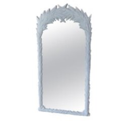 Vintage Newly Lacquered White Roche Style Palm Frond Leaves Leaf Wall Mirror